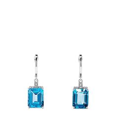 Effy 14K White Gold Topaz and Diamond Earrings, 9.25 TCW Gold Topaz, Imperial Topaz, Topaz Jewelry, Effy Jewelry, Diamond Drops, Yellow Sapphire, Diamond Drop Earrings, Emerald Cut, Luxury Jewelry