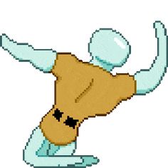 a pixel art image of a skateboarder doing a trick