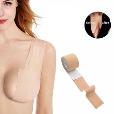 Lift, flatten, reduce movement, boost, or create cleavage with Boob Tape! Please follow these instructions in description for best results! A simple solution fore a quick and effective enhancement. Waterproof, sweat proof, anti-shedding, fitness. Hypoallergenic, skin safe and easy to use and apply. Remember to PEEL OFF the backing tape along the strip once you have applied the tape!It is required that you wash your breast area thoroughly before use. Do not use powders, oils, moisturizers or frag Bra Diy, Bra Tape, Diy Bra, Strapless Backless Bra, Bra Extender, Women Lifting, Invisible Bra, Breast Tape Lift, Sticky Bra