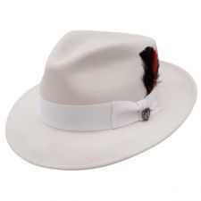 Dobbs Strand II Fedora Hat Elegant Fur Felt Fedora With Flat Bill, Elegant Fur Felt Fedora With Flat Brim, Elegant Fedora With Flat Brim In Fur Felt, Formal Fitted Panama Hat With Curved Brim, Formal Fitted Panama Hat With Flat Brim, Formal Fur Felt Hat With Flat Bill, Fitted White Fedora For Formal Occasions, Formal Fitted White Fedora, Fitted Wide Brim Fur Felt Panama Hat