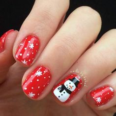 Resultado de imagem para Unhas decoradas Natal Elf Nails Designs, Snowman Nail, Simple Christmas Nails, Snowman Nail Art, Christmas Nail Art Easy, Holiday Nail Designs, Christmas Nails Easy