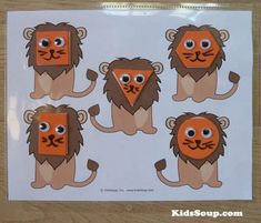 the lion stickers have been cut out to make it look like they are smiling