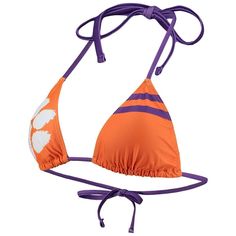 Soak in the sun while flexing your Clemson Tigers loyalty with this FOCO bikini top. The adjustable ties provide the perfect fit as you sit at the pool or beachside. Plus, the striking Clemson Tigers graphics show that you carry your team spirit everywhere you go. Tie closures Imported Brand: FOCO Officially licensed Bottoms sold separately Machine wash, tumble dry low Padded Material: 82% Polyester/18% Elastane - Shell; 100% Polyester - Lining Sublimated graphics Adjustable Orange Swimwear For Pool, Orange Sports Swimwear For Beach Season, Orange Swimwear For Beach Season Sports, Orange Summer Sports Swimwear, Clemson Tigers, Beach Swimwear, Flexing, Swimsuit Fashion, The Pool