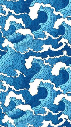 an abstract blue and white background with wavy lines in the shape of clouds, which appear to be swirling