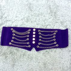 *Final Price* New Without Tag From A Pet And Smoke Free Home. Material Is Elastic And Synthetic. Belt Also Measures As 28 Inches Waist But It Also Has Stretch And Height Is 4 Inches. Purple Corset, Kate Spade Studs, Embellished Belt, Buckles Fashion, Studded Belt, Woven Belt, Western Belts, Silver Logo, Black Leather Belt