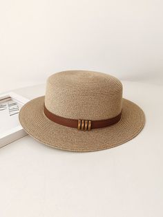 Sun Hat, Straw Hat, Flat Top Hat, Stiff Brim, Summer Hat, Beach Hat, Bolero Hat, Boater Hat, Straw French Hat, Wide Brim Hat, Gardening Hat - Etsy Adjustable Beige Mini Hat For Vacation, Brown Brimmed Casual Mini Hats, Casual Brown Brimmed Mini Hats, Casual Brown Mini Hat With Short Brim, Casual Brown Adjustable Mini Hat, Wide Brim Straw Boater Hat, Adjustable Mini Hats With Curved Brim For Vacation, Summer Brimmed Hats, Beige Mini Hat With Flat Brim For Beach