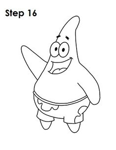 the spongebob coloring page for kids to color and learn how to draw cartoon characters