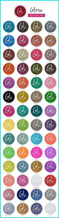 the different colors of glitter paint are shown in this image, and there is also an example