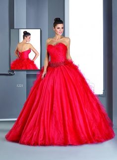 #ballgowns #reddresses #fashion  Style #T1221 - Strapless Red Ball Gowns - Can be made with any changes.  Replica work is also an option. Red Ball Gowns, Strapless Ball Gown, Ball Gown Prom Dress, Red Ball Gown, American Dress, Couture Bridal Gowns, Formal Ball Gown, Strapless Prom Dress, Red Ball