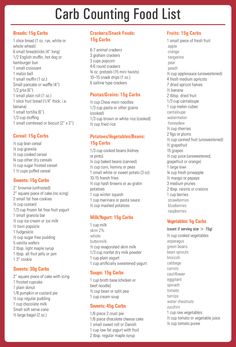 Printable Low Carb Food List, Carb Options For Meal Prep, How To Count Carbs For Diabetics, Counting Carbs For Diabetics, Carb Chart Food Lists, Low Carb List Of Foods Printable Free, Keto Carb Counter Chart, Carb Counter Food Lists, Carb Counting For Diabetics