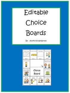 the editable choice board for children