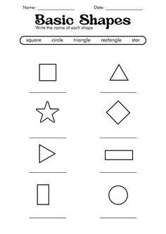 basic shapes worksheet for kids to practice their handwriting and writing skills, including