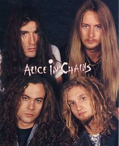 the cover art for alicein chains'album, featuring four men with long hair