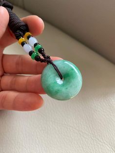 🌈 28.3mm Jadeite Jade Green Donut Pendant 🌷 Untreated Natural Jadeite/ Grade A Jade/ Certified 🌷 Jade from Myanmar/ Burma 🌷 Dimensions : 28.3 x 7.6mm 🌷 Color : Green 🌷 Free standard shipping from Hong Kong with tracking included 🌷 Take approximately 7-21 days to arrive worldwide ❤️ In Chinese Culture: Young people wear jade pendant will have a prosperous life, attracts good luck and friendship Old people wear jade pendant will have a healthy life & longevity as well as bring harmony Y Green Jade Round Stone Jewelry, Green Jade Jewelry With Round Stone, Jade Necklace For May Birthstone, Green Natural Stones Round Necklace, Green Natural Stones Necklace, Green Gemstone Bead Necklaces, Green Donut, Carving Jewelry, Donut Pendant