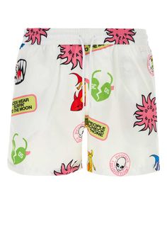 Printed Polyester Swimming Shorts from GCDS Heel Accessories, Swimming Shorts, Officine Creative, Burberry Hat, White Swimsuit, Print Swimsuit, Shoes Heels Pumps, Red Fox, Engineered Garments