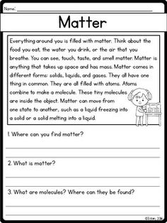 a printable worksheet for reading matter