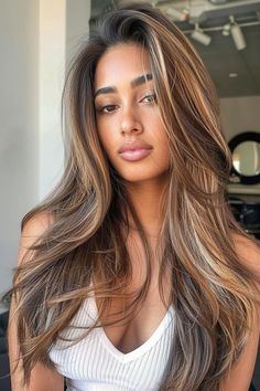 Rambut Brunette, Black Hair Balayage, Honey Brown Hair, Brown Hair Looks, Brown Hair Inspo, Straight Hair Cuts, Brunette Hair With Highlights, Honey Blonde Hair, Brown Hair Balayage