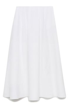 Flowy and flared, this lightweight, cotton-rich skirt will anchor your look with polish. Hidden back-zip closure Side-seam pockets 82% cotton, 15% polyamide, 3% lyocell Machine wash, line dry Made in Turkey White Cotton A-line Maxi Skirt, Chic Cotton A-line Pleated Skirt, White A-line Cotton Maxi Skirt, Daywear A-line Lined Skirt, Elegant A-line Cotton Skirt, Cotton A-line Gathered Skirt, Elegant Cotton A-line Pleated Skirt, Cotton A-line Pleated Lined Skirt, Spring Cotton A-line Maxi Skirt