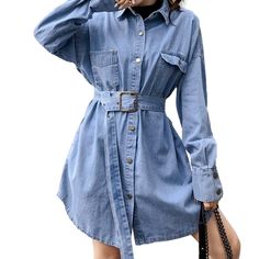 Introducing the 2023 Spring-Summer Collection's latest must-have: The Pre-millennium-style Oversized Denim Dress! With its light wash and buttoned closure. this statement piece exudes effortless rebellious sophistication.Why You'll Love ItMake a bold statement with this alternative-inspired denim dress. Crafted with premium quality denim and featuring a distinctive distressed pattern. this dress will let you stand out from the crowd and embrace the trend renaissance. Plus. its sleek slender fit. Summer Washed Button-up Denim Jacket, Summer Washed Denim Button-up Jacket, Summer Washed Collared Denim Jacket, Trendy Oversized Summer Denim Top, Summer Washed Button-up Shirt Dress, Light Blue Relaxed Fit Denim Top For Spring, Oversized Washed Blue Denim Top For Spring, Spring Medium Wash Shirt Dress With Button Closure, Medium Wash Button Closure Shirt Dress For Spring