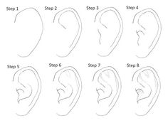 how to draw an ear step by step