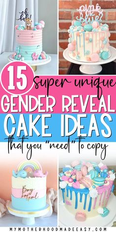 gender reveal cake ideas Unique Gender Reveal Cake Ideas, Gender Reveal Ombre Cake, Cake Ideas For Gender Reveal Party, Gender Reveal Cake Recipes, Cake Designs For Gender Reveal, Gender Reveal Chocolate Cake, Gender Reveal Sprinkle Cake, Cake Ideas For Gender Reveal, Gender Reveal Ideas For Cake