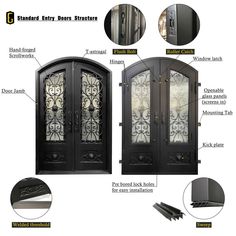 the parts of an iron door with detailed details about it and how to install them