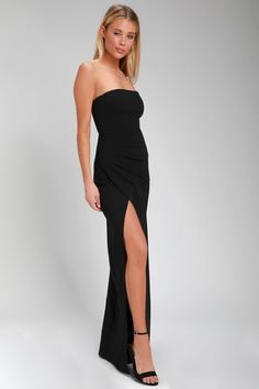 Dresses for Women | Best Women's Dresses Online Strapless Black Maxi Dress, Fitted Chiffon Midi Dress For Night Out, Fitted Chiffon Midi Dress For Cocktail, Fitted Elegant Chiffon Maxi Dress, Elegant Fitted Chiffon Maxi Dress, Elegant Stretch Chiffon Dress, Fitted Strapless Long Dress For Cocktail, Chic Stretch Prom Dress, Fitted Long Strapless Cocktail Dress