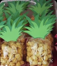 some pineapples are wrapped in plastic bags