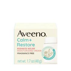 Gently reduces the appearance of redness on the face with Aveeno Calm + Restore Redness Relief Moisturizing Face Cream with Vitamin B5 and ceramide. Dermatologist-tested and specifically tested for sensitive skin, this redness relief face cream features a calming feverfew and nourishing oat formula to soothe irritated, dry skin while reducing the look of redness. The gentle non-comedogenic facial cream also contains ceramide and vitamin B5, help restore skin's moisture barrier while visibly redu Aveeno Calm And Restore, Nivea Cream, Clinique Redness Solutions, Vitamin E Capsules, Clay Rose, Moisturizer For Sensitive Skin, Anti Redness, Drugstore Skincare, Skin Care Lotions