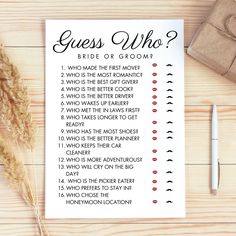 a printable guess game for grooms on a table