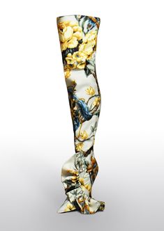 Victor dE Souza Splendor Thigh High Boot in Floral Drag Shoes, Ballroom Dance Outfits, Colorful Heels, Shoes Heels Classy, Heels Classy, Rubber Boot, Pointed Toe Boots, Elegant Shoes, Pointed Toe Shoes