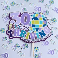 a birthday cake topper with the words 50 years and thanks on it