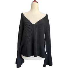 Nwt Callahan Black Off Shoulder Slouchy Statement Bell Sleeve Cotton Knit Sweater V Neck S New With Tags 100% Cotton Measurements Available Upon Request Smoke Free, Pet Free Environment Fast Shipping Bundle Two Or More Items For Instant 10% Discount. Use The Filter Function To Browse Items In Your Size, Favorite Brands, Colors, Categories, Etc. Fresh Inventory Usually Added Daily To My Closet. Haven’t Signed Up For Poshmark Yet? Use My Discount Code Ivanabposhing And Receive A $10 Credit Toward Goth Sweater, Black Off Shoulder, Oversized Knitted Sweaters, Bell Sleeve Sweater, Long Sleeve Pullover Sweater, Red And White Stripes, Cotton Knit, Cotton Sweater, Discount Code