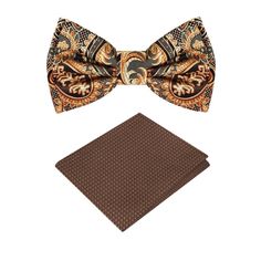 Timeless Elegance Redefined: The Captivating Paisley Bow Tie Collection Step into a world where style meets artistry, where colors blend seamlessly and patterns whisper stories of tradition and allure – introducing the Paisley Bow Tie Collection. With shades of brown that evoke warmth and sophistication, this bow tie boasts a detailed paisley pattern that weaves an intricate narrative of timeless charm. Available as both pre-tied and self-tie bow ties, this collection invites you to embrace the Festive Bohemian Paisley Print Sets, Festive Paisley Print Sets, Elegant Festive Multicolor Sets, Elegant Multicolor Sets For Festive Occasions, Elegant Multicolor Silk Set, Festive Formal Brown Sets, Formal Brown Festive Sets, Formal Brown Sets For Festive Season, Brown Formal Sets For Festive Occasions