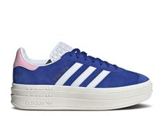 Wmns Gazelle Bold 'Lucid Blue Pink' - Adidas - HQ6894 - true pink/semi lucid blue/core white | Flight Club Adidas Shoes Women Gazelle, Blue And Pink Gazelle, Blue And Pink Adidas, Adidas Samba Outfit Jeans, Colorful Womens Sneakers, Cute Addidas, Trendy Adidas Shoes, Adidas Gazelle Platform, Blue Gazelle