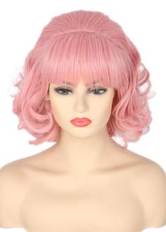 PRICES MAY VARY. Heat resistant synthetic fiber wig.Natural style,Soft,Comfortable and Breathable. Adjustable net cap (21-24.5 inch) Suitable for most people. The Pink wig for Halloween,Cosplay,Costume party,Theme party,Daily use or Just fun. Hand wash in cold water!Slightly Color Difference between Different Monitors. Package:only 1*wig,1*net cap and 1*operation manual.Top quality from US brand Topcosplay. Costume Party Themes, Women Wigs, Wigs Short, Pink Wig, Costume Wigs, Womens Wigs, Natural Style, Halloween Cosplay, Bee Hive