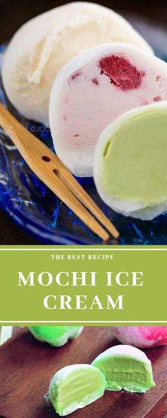 mochi ice cream on a plate with chopsticks