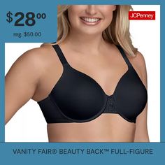 Designed to provide full coverage and support with back-smoothing technology, our contour bra from vanity fair is a must-have for everyday wear.Lightly Lined Stretch PadsDouble-knit Fabrication In WingsSoft MicrofiberBuilt-up Leotard Back With Three HooksElegant Appliqué Detail At FrontManufacturer's Style #76380Bra Type: UnderwireFeatures: Adjustable Straps, Padded, Tag Free, Lace Trim, Stretch Fabric, Back SmoothingClosure Type: Back Closure, Hook & EyeSupport: Medium SupportFiber Content: 78… Full Coverage Bra, Full Figured, Underwire Bra, Vanity Fair, Leotards, Lace Trim, Stretch Fabric, Vanity, Bra