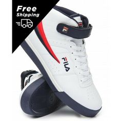 Men's Fila High Top Basketball Shoes. Line up at the key and make your best shot with the Fila Vulc 13 Mid Plus sneakers on your feet! A midrise design combines with a lace-up front, throwback silhouette, and plush comfort to give you a pair of comfy sneaks you'll love. Pair the Vulc 13 Mid Plus with basketball shorts when you're on the court, or wear with denim or sweats for a laid-back casual vibe. LIMITED EDITION NAVY SOLE CLASSIC Cushioned removable insole Synthetic upper Fila logo Perforati Sporty High-top Skate Shoes With Laces, Non-slip Lace-up High-top Sneakers For Sports, Sports High-top Sneakers With Elastic Laces, Sporty High-top Basketball Shoes With Elastic Laces, Basketball Shoes With Elastic Laces For Light Sports, Lace-up High-top Sneakers For Sports, Sporty High-top Fade-resistant Skate Shoes, Mid-top Skate Shoes With Laces For Light Sports, Sports High-top Lace-up Sneakers With Cushioned Footbed