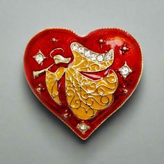 Material: enamel/crystal/alloy Size: 4.3cm x 4.5cm Come with a gift box Reg: $42.95 Angel Heart, Crystal Brooch, Text Color, Brooch Pin, Colorful Backgrounds, Gift Box, Crystals, Red, Gifts