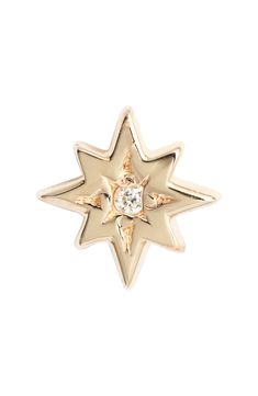 Add a hint of celestial sparkle to your ear stack with this single starburst stud earring handcrafted from 14-karat gold and centered with a dazzling diamond. Sold as a single earring 1/4" length Post back Total diamond weight: 0.003ct. Color: G–H Clarity: SI2 14k gold/diamond Made in Canada >Diamond Guide 14k Gold Starburst Celestial Jewelry, Ear Stack, Diamond Guide, Single Earring, Keep Jewelry, G H, Gold Earrings Studs, Stud Earring, Gold Diamond