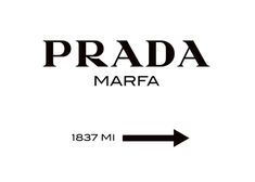 the prada marfa logo is shown with an arrow pointing to it