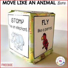 a box with an elephant and a bird on it that says stopp he's an elephant like a parrot