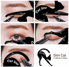 Cat Eye Stencil, Cat Eyeliner Stencil, Maquillaje Kylie Jenner, Eyeliner Guide, Eye Stencil, Cat Eye Eyeliner, Eyeliner Shapes, Makeup Stencils, Membentuk Alis