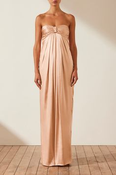 La Lune Strapless Knot Maxi Dress | Desert Rose | Dresses | Shona Joy – Shona Joy International Copper Mother Of The Bride Dress, Champagne Silk Dress, Champagne Maxi Dress, Knot Maxi Dress, Gathered Maxi Dress, Asymmetrical Maxi Dress, Gold Maxi Dress, Dress Code Wedding, Champagne Dress