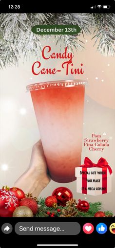 a cell phone with an ad for candy cane - tint