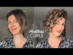 Want to learn about curling your short hair without using heat? We've got you covered here in our How Best To Curl Short Hair Without Using Heat feature! Cold Curls Short Hair, Short Hair Diy Styles, Heatless Curls For Bob Hair, Heatless Curls For Shorter Hair, How To Get Wavy Hair Overnight Short, Heatless Beach Waves Overnight Short Hair, Short No Heat Hairstyles, Heat Free Curls For Short Hair, Rag Curls Short Hair