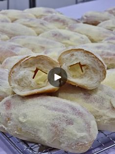 baked goods displayed on cooling rack in kitchen