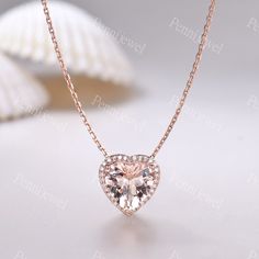 Morganite Diamond Necklace Pink Morganite Heart Pendant Necklace Halo Necklace 14K Rose Gold Natural Morganite Jewelry Promise Bridal Gift Material:Solid 9k 14K 18K Rose Gold (yellow gold, white gold are available) Stone:10mm Heart Shaped Natural Morganite and 0.15ct SI-H Color Natural Diamond/Moissanite Setting:Prongs Necklace length:about 45mm, if you need more longer ,please contact with me. ---------------------------------------------- Craft Period: All our items are handmade, pls allow me Heart Shaped Gemstone Necklace For Wedding, Heart-shaped Gemstone Necklaces For Weddings, Gemstone Heart Pendant Necklace For Wedding, Wedding Fine Jewelry Heart Gemstone Necklace, Fine Jewelry Heart Gemstone Necklace For Wedding, Rose Gold Heart Cut Necklace For Wedding, Rose Gold Heart Pendant Necklace For Formal Occasions, Gemstone Necklace For Wedding On Valentine's Day, Gemstone Necklaces For Wedding And Valentine's Day