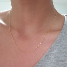 18" Dainty Minimalist Style Gold Filled Chain. New Simple Paperclip Chain Necklace As Gift, Simple Paperclip Chain Necklace Gift, Simple Everyday Cable Chain Necklace, Simple Everyday Necklace With Delicate Chain, Minimalist Cable Chain Necklaces For Everyday Use, Minimalist Cable Chain Jewelry For Everyday, Simple Everyday Chain Necklace, Minimalist Cable Chain Necklace For Everyday Use, Minimalist Everyday Chain Necklace